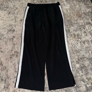 JoyLab Black Wide Leg Pants with White Stripes